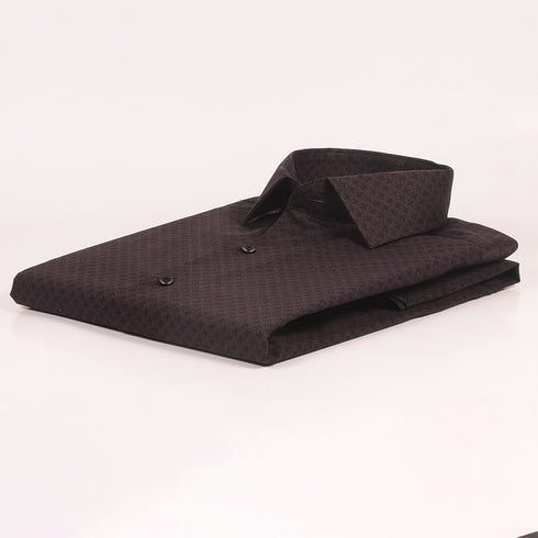 ZR Dark Brown Diamond Patterned Shirt